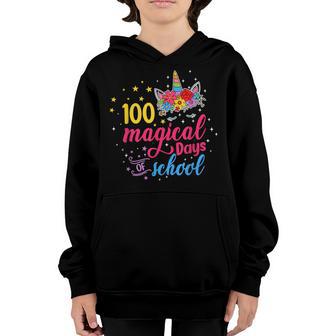 100 Magical Days Of School Unicorn Gift Teacher Student V4 Youth Hoodie - Thegiftio UK
