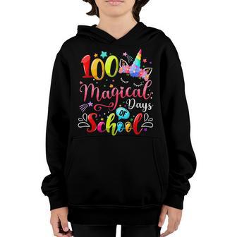 100 Magical Days Of School Unicorn Lover Teachers Kids V2 Youth Hoodie - Thegiftio UK