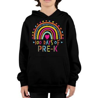100Th Day Of Pre K School Rainbow 100 Days Smarter Youth Hoodie - Thegiftio UK