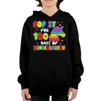 100Th Day Of School 100 Days Of Kindergarten Unicorn Pop It V2 Youth Hoodie - Thegiftio UK