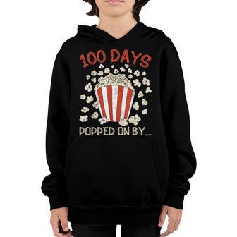 100Th Day Of School 100 Days Popped On By Popcorn Youth Hoodie - Thegiftio UK