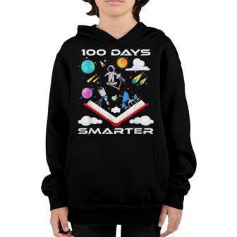 100Th Day Of School 100 Days Smarter Books Space Astronaut Youth Hoodie - Thegiftio UK