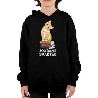 100Th Day Of School 100 Days Smarter Teacher Or Student Cat Youth Hoodie - Thegiftio UK