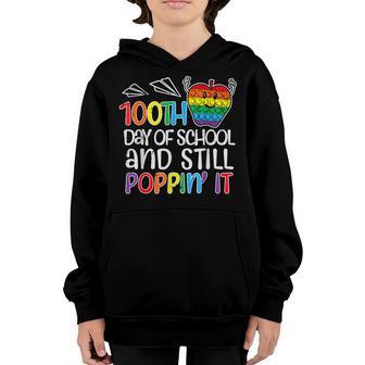 100Th Day Of School And Still Poppin Apple 100 Days Teacher Youth Hoodie - Thegiftio UK