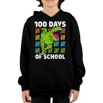 100Th Day Of School Boys Kids Dino 100 Days Dinosaur T Rex V3 Youth Hoodie - Thegiftio UK
