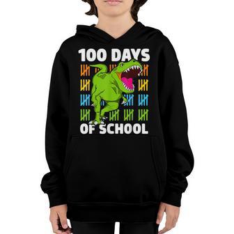100Th Day Of School Boys Kids Dino 100 Days Dinosaur T-Rex Youth Hoodie - Thegiftio UK