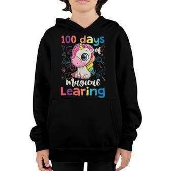 100Th Day Of School Cute Unicorn Girls 100 Days Of School Youth Hoodie - Thegiftio UK