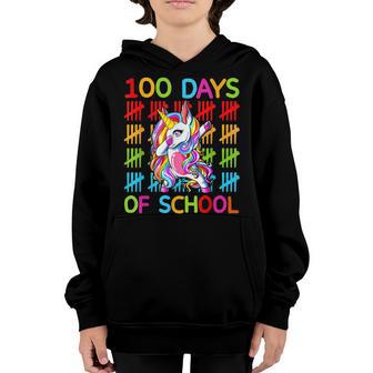 100Th Day Of School Dabbing Unicorn Happy 100 Days Of School Youth Hoodie - Thegiftio UK