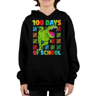 100Th Day Of School Dino Kids Happy 100 Days Dinosaur T Rex V2 Youth Hoodie - Thegiftio UK