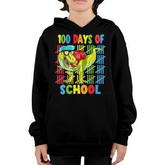 100Th Day Of School Dino Kids Happy 100 Days Dinosaur T Rex V3 Youth Hoodie - Thegiftio UK