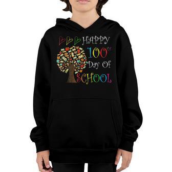 100Th Day Of School For Teachers Kids Educational Tree Youth Hoodie - Thegiftio UK