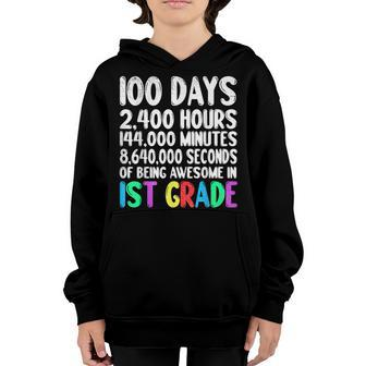 100Th Day Of School Gift 1St Grade Kids 100 Days Smarter Youth Hoodie - Thegiftio UK