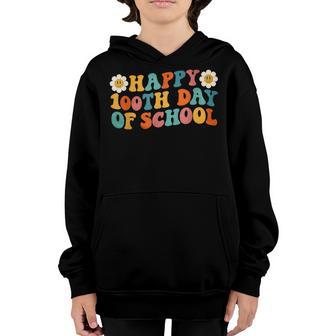 100Th Day Of School Groovy Retro 100 Day Of School Teacher Youth Hoodie - Thegiftio UK