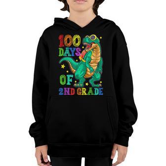 100Th Day Of School Happy 100 Days 2Nd Grade Dino T Rex V2 Youth Hoodie - Thegiftio UK