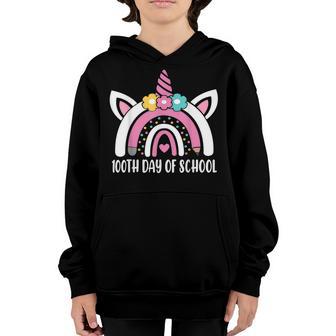 100Th Day Of School Leopard Gift 100 Days Smarter Rainbow V2 Youth Hoodie - Thegiftio UK