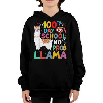 100Th Day Of School No Probllama Llama 100 Days Of Smarter Youth Hoodie - Thegiftio UK