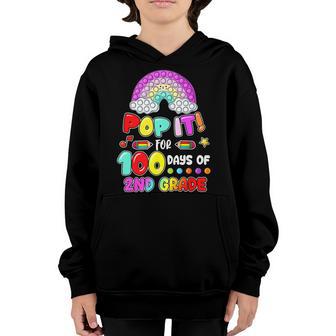 100Th Day Of School Pop It 100 Days Of 2Nd Grade Fidget Toy Youth Hoodie - Thegiftio UK