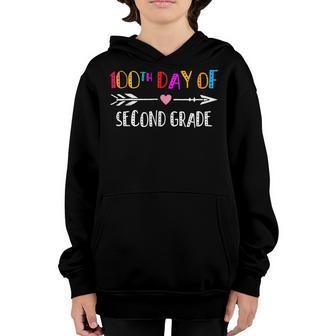100Th Day Of School Second Grade Teacher 100 Days Teacher Youth Hoodie - Thegiftio UK