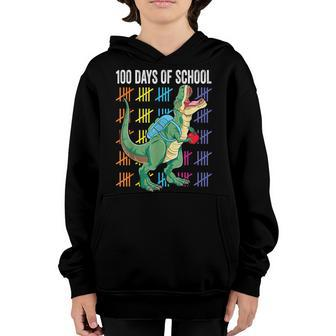 100Th Day Of School Shirt For Toddlers Kids Gift Kids T-Rex Youth Hoodie | Mazezy