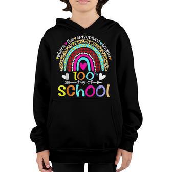100Th Day Of School Teacher 100 Days Smarter Boho Rainbow V2 Youth Hoodie - Thegiftio UK