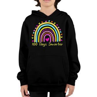 100Th Day Of School Teacher 100 Days Smarter Boho Rainbow V4 Youth Hoodie - Thegiftio UK