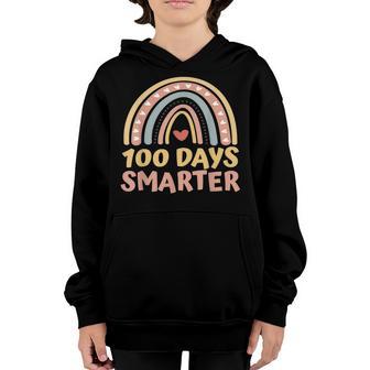 100Th Day Of School Teacher 100 Days Smarter Boho Rainbow V6 Youth Hoodie - Thegiftio UK