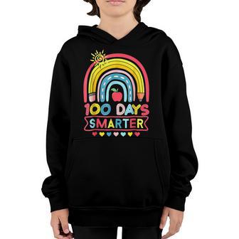 100Th Day Of School Teacher 100 Days Smarter Boho Rainbow V8 Youth Hoodie - Thegiftio UK