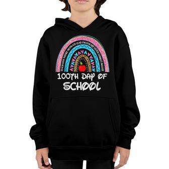 100Th Day Of School Teacher 100 Days Smarter Boho Rainbow Youth Hoodie - Thegiftio UK