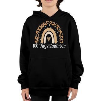 100Th Day Of School Teacher 100 Days Smarter Leopard Rainbow V6 Youth Hoodie - Thegiftio UK