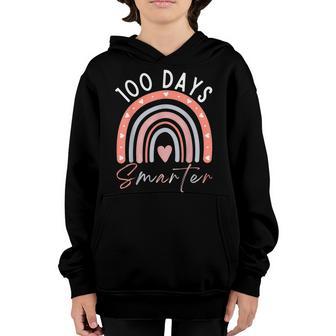 100Th Day Of School Teacher 100 Days Smarter Leopard Rainbow V7 Youth Hoodie - Thegiftio UK