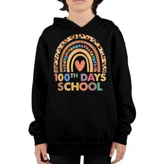 100Th Day Of School Teacher 100 Days Smarter Rainbow Teacher Youth Hoodie - Thegiftio UK