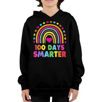 100Th Day Of School Teacher 100 Days Smarter Rainbow V10 Youth Hoodie - Thegiftio UK