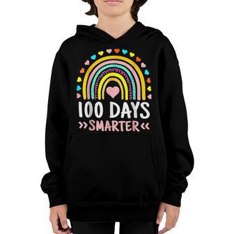 100Th Day Of School Teacher 100 Days Smarter Rainbow V11 Youth Hoodie - Thegiftio UK