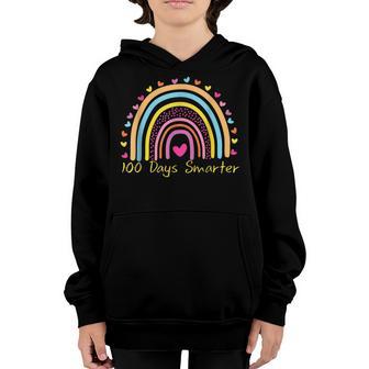100Th Day Of School Teacher 100 Days Smarter Rainbow V12 Youth Hoodie - Thegiftio UK