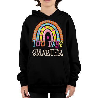 100Th Day Of School Teacher 100 Days Smarter Rainbow V13 Youth Hoodie - Thegiftio UK