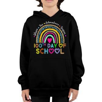 100Th Day Of School Teacher 100 Days Smarter Rainbow V14 Youth Hoodie - Thegiftio UK