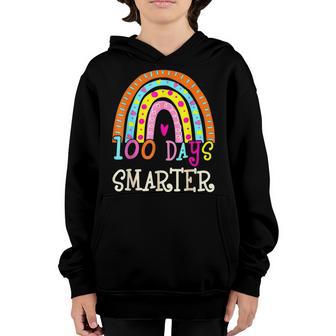 100Th Day Of School Teacher 100 Days Smarter Rainbow V17 Youth Hoodie - Thegiftio UK