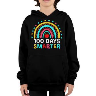 100Th Day Of School Teacher 100 Days Smarter Rainbow V18 Youth Hoodie - Thegiftio UK