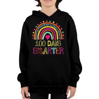 100Th Day Of School Teacher 100 Days Smarter Rainbow V23 Youth Hoodie - Thegiftio UK