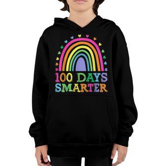 100Th Day Of School Teacher 100 Days Smarter Rainbow V24 Youth Hoodie - Thegiftio UK