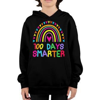 100Th Day Of School Teacher 100 Days Smarter Rainbow V25 Youth Hoodie - Thegiftio UK