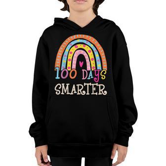 100Th Day Of School Teacher 100 Days Smarter Rainbow V3 Youth Hoodie - Thegiftio UK