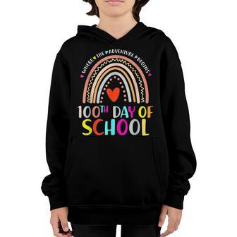 100Th Day Of School Teacher 100 Days Smarter Rainbow V5 Youth Hoodie - Thegiftio UK