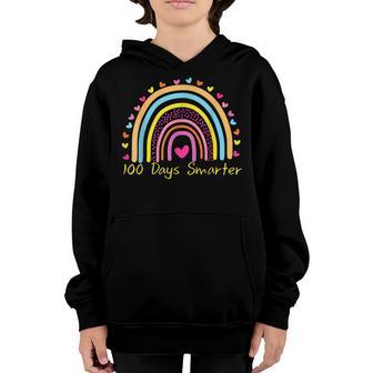 100Th Day Of School Teacher 100 Days Smarter Rainbow V7 Youth Hoodie - Thegiftio UK