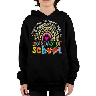 100Th Day Of School Teacher 100 Days Smarter Rainbow V8 Youth Hoodie - Thegiftio UK
