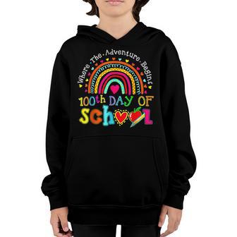 100Th Day Of School Teacher - 100 Days Smarter Rainbow Youth Hoodie - Thegiftio UK