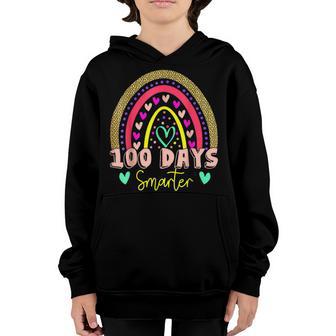 100Th Day Of School Teacher - 100 Days Smarter Rainbow Youth Hoodie - Thegiftio UK