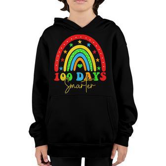 100Th Day Of School Teacher - 100 Days Smarter Rainbow Youth Hoodie - Thegiftio UK