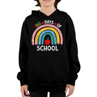 100Th Day Of School Teacher Boys Girls 100 Days Boho Rainbow V2 Youth Hoodie - Thegiftio UK