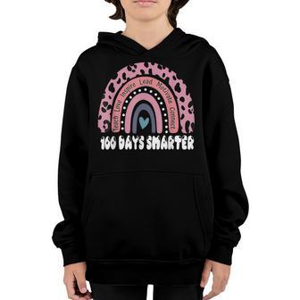100Th Day Of School Teacher Leopard Rainbow 100 Days Smarter Youth Hoodie - Thegiftio UK